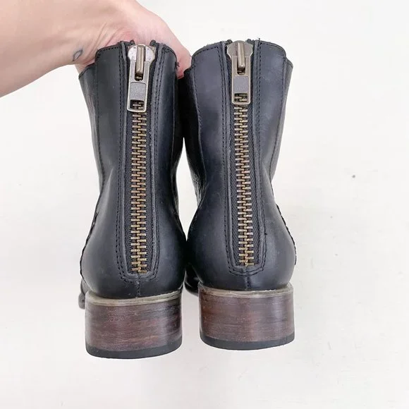 Freebird by Steven Brown Distressed Wales Zip Front Ankle Boots Booties Size 10 - Picture 6 of 12